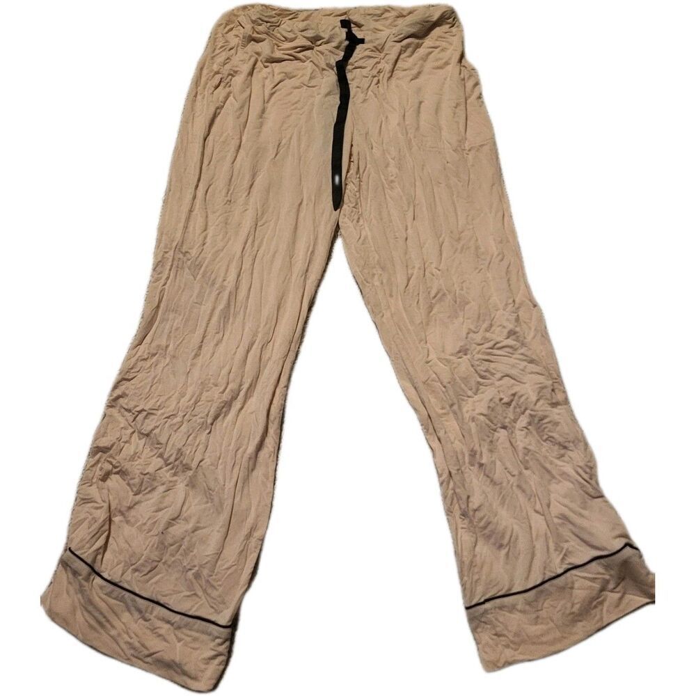 Soma Sleep Pants Pink with Black Piping Sz M Rayon